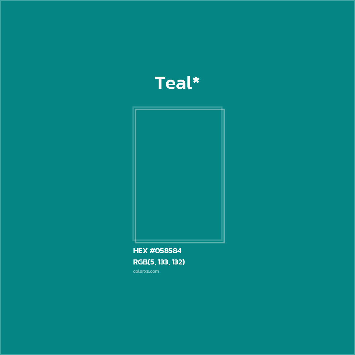 HEX #058584 Color Name, Color Code, Palettes, Similar Paints, Images