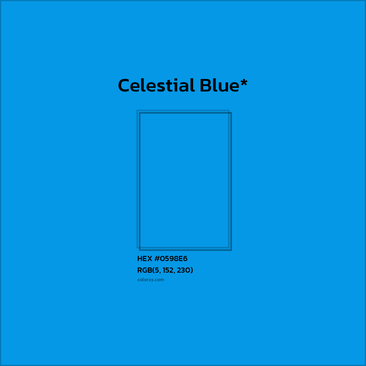 HEX #0598E6 Color Name, Color Code, Palettes, Similar Paints, Images
