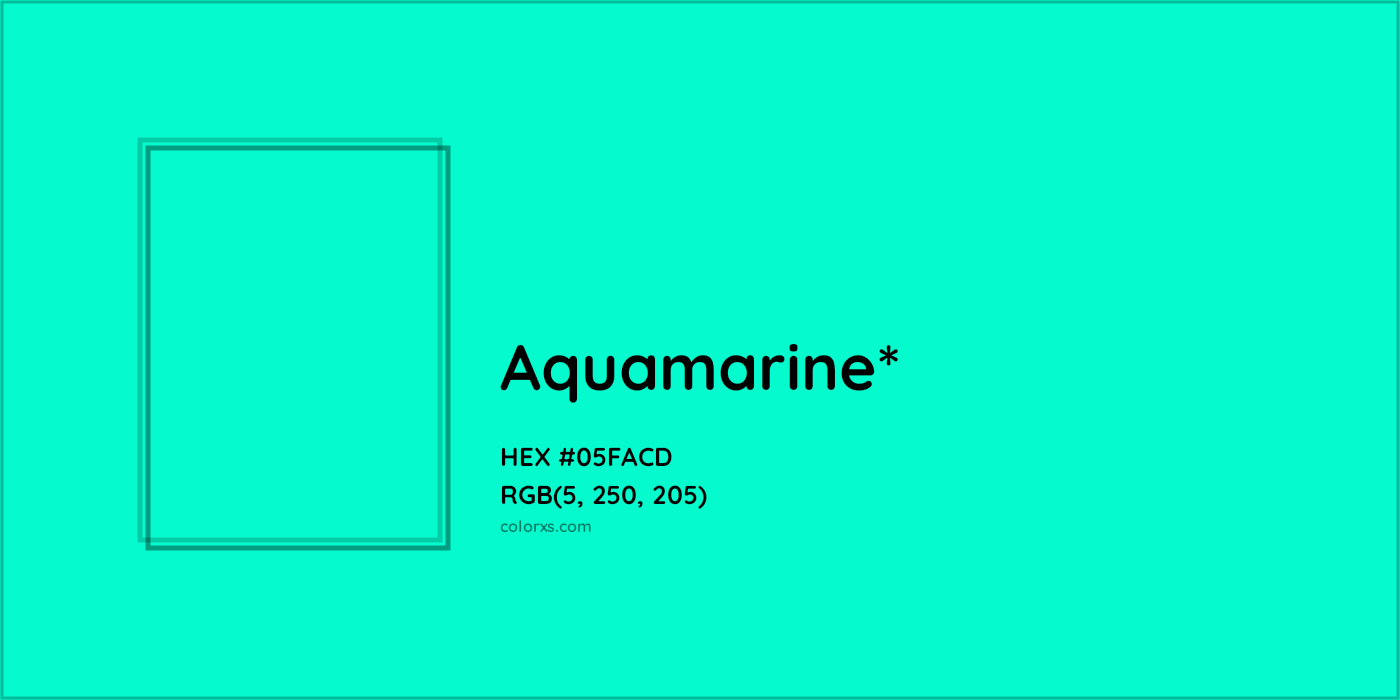 HEX #05FACD Color Name, Color Code, Palettes, Similar Paints, Images