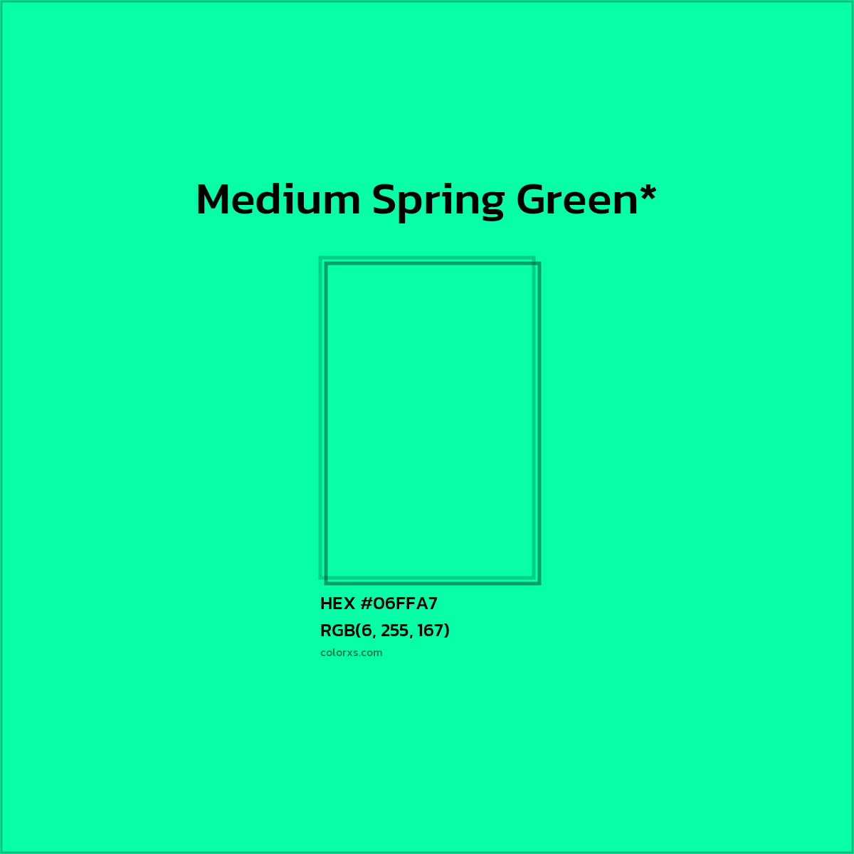 HEX #06FFA7 Color Name, Color Code, Palettes, Similar Paints, Images