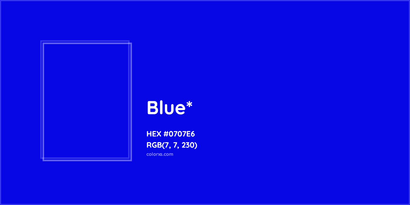 HEX #0707E6 Color Name, Color Code, Palettes, Similar Paints, Images