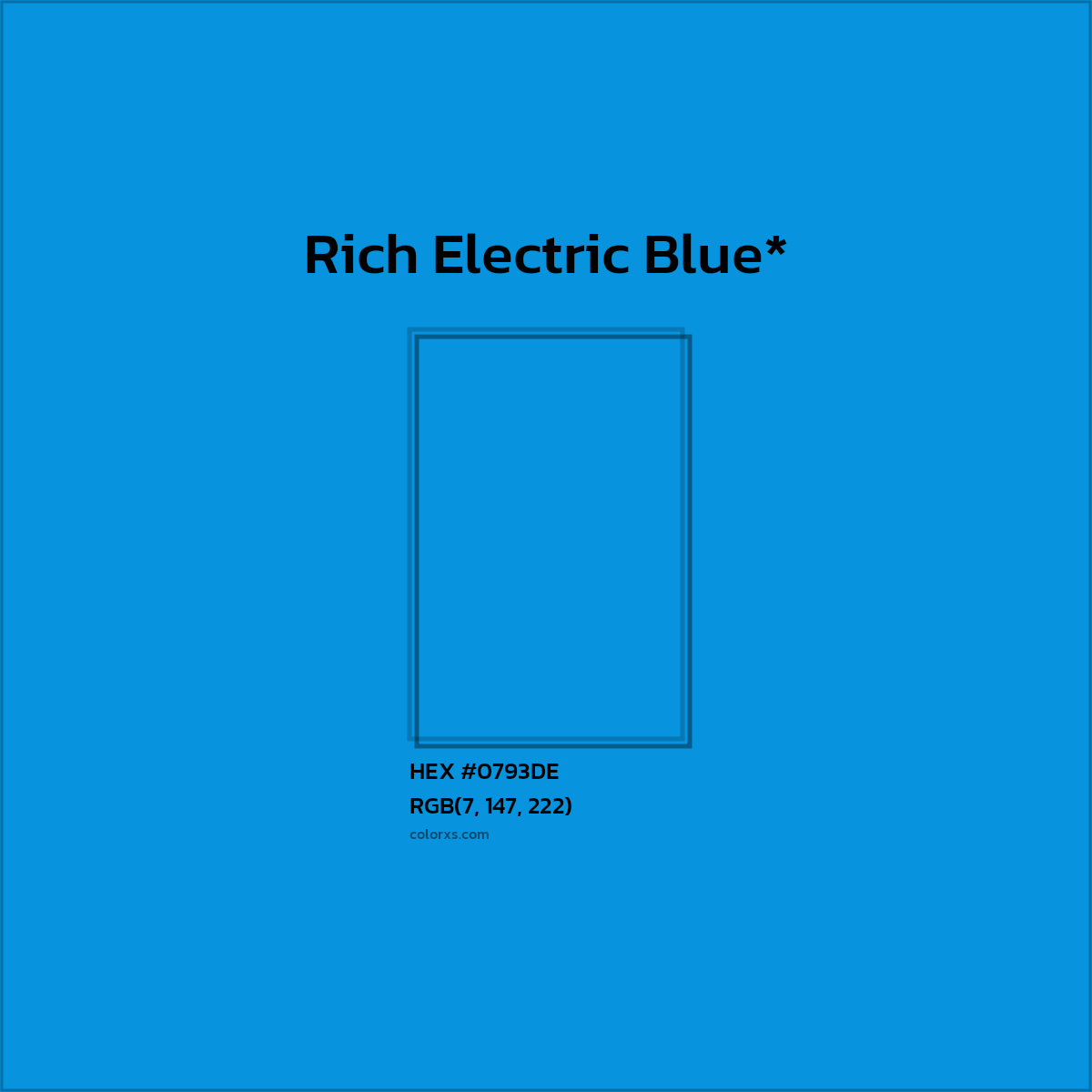 HEX #0793DE Color Name, Color Code, Palettes, Similar Paints, Images