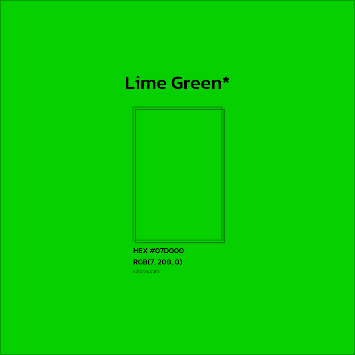 HEX #07D000 Color Name, Color Code, Palettes, Similar Paints, Images