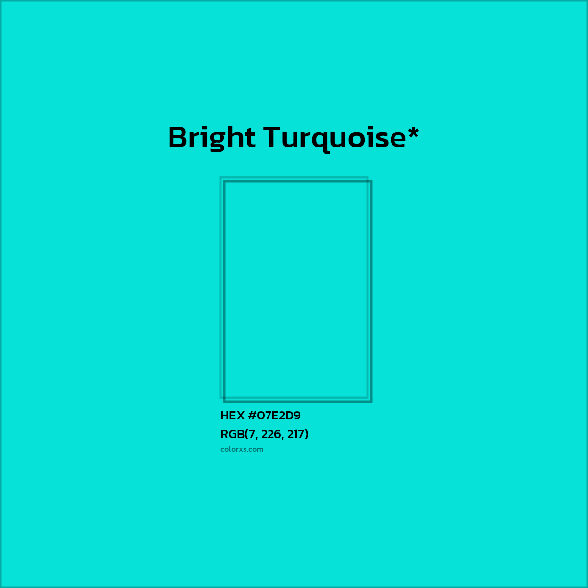 HEX #07E2D9 Color Name, Color Code, Palettes, Similar Paints, Images