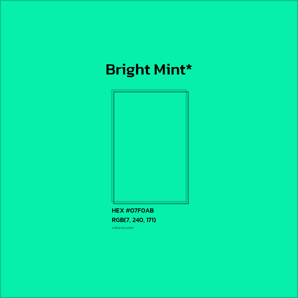 HEX #07F0AB Color Name, Color Code, Palettes, Similar Paints, Images
