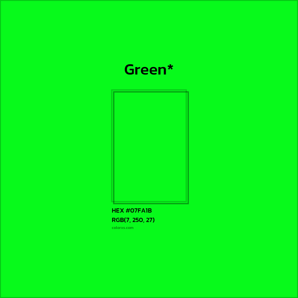 HEX #07FA1B Color Name, Color Code, Palettes, Similar Paints, Images