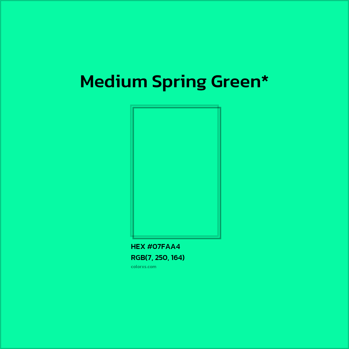 HEX #07FAA4 Color Name, Color Code, Palettes, Similar Paints, Images