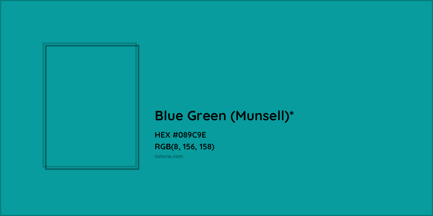 HEX #089C9E Color Name, Color Code, Palettes, Similar Paints, Images