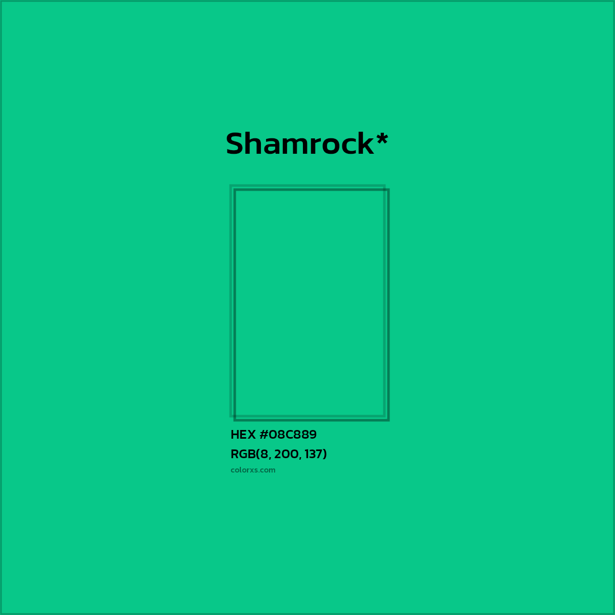 HEX #08C889 Color Name, Color Code, Palettes, Similar Paints, Images