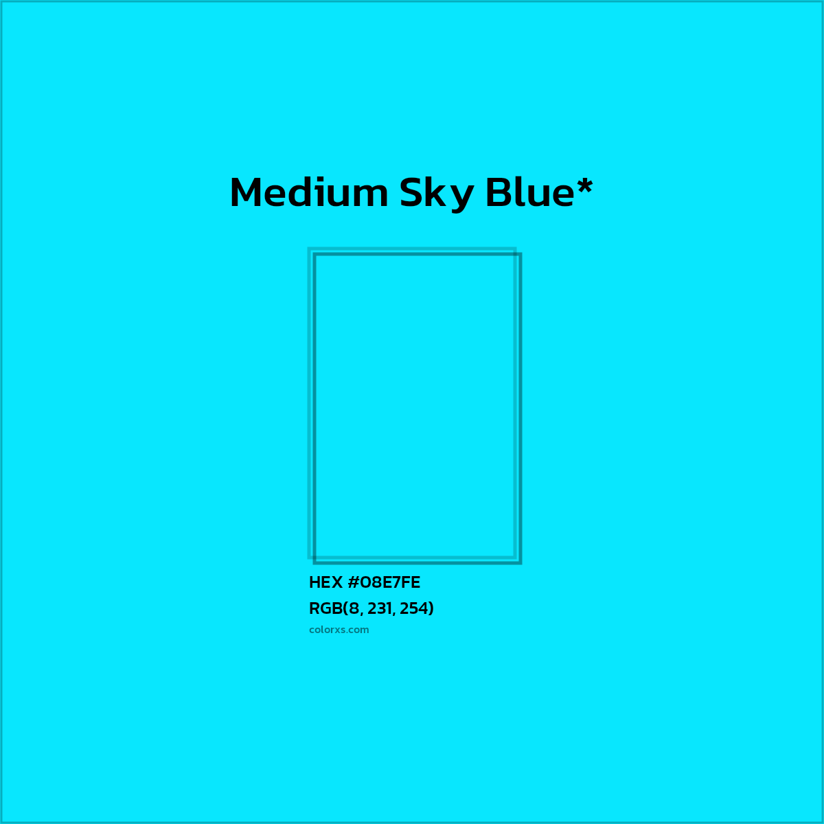 HEX #08E7FE Color Name, Color Code, Palettes, Similar Paints, Images