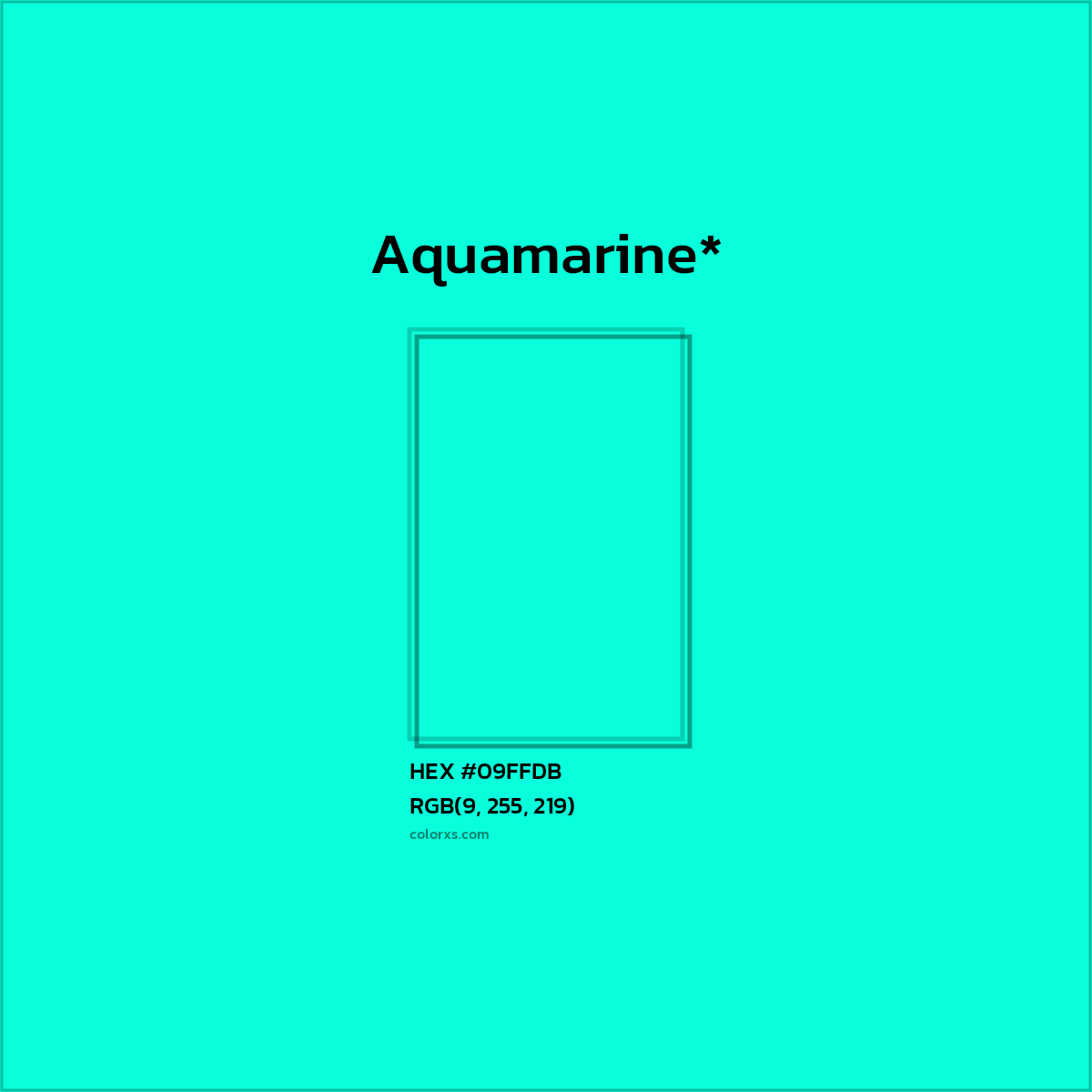 HEX #09FFDB Color Name, Color Code, Palettes, Similar Paints, Images