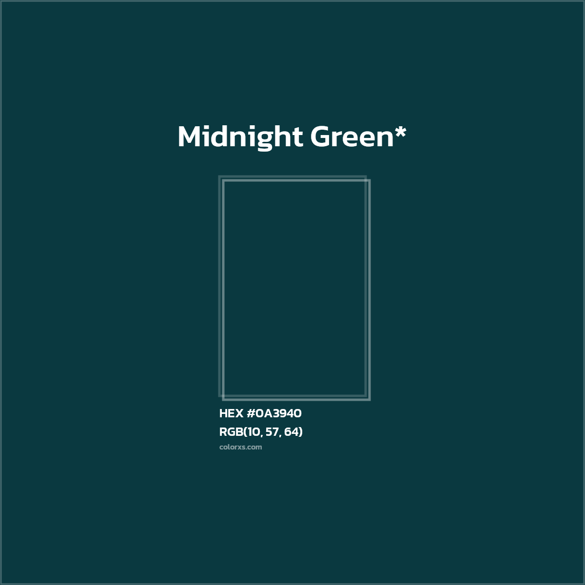 HEX #0A3940 Color Name, Color Code, Palettes, Similar Paints, Images