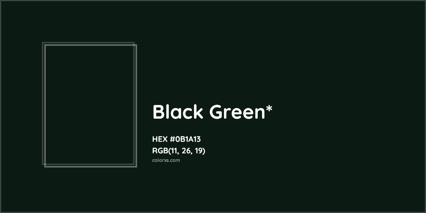 HEX #0B1A13 Color Name, Color Code, Palettes, Similar Paints, Images