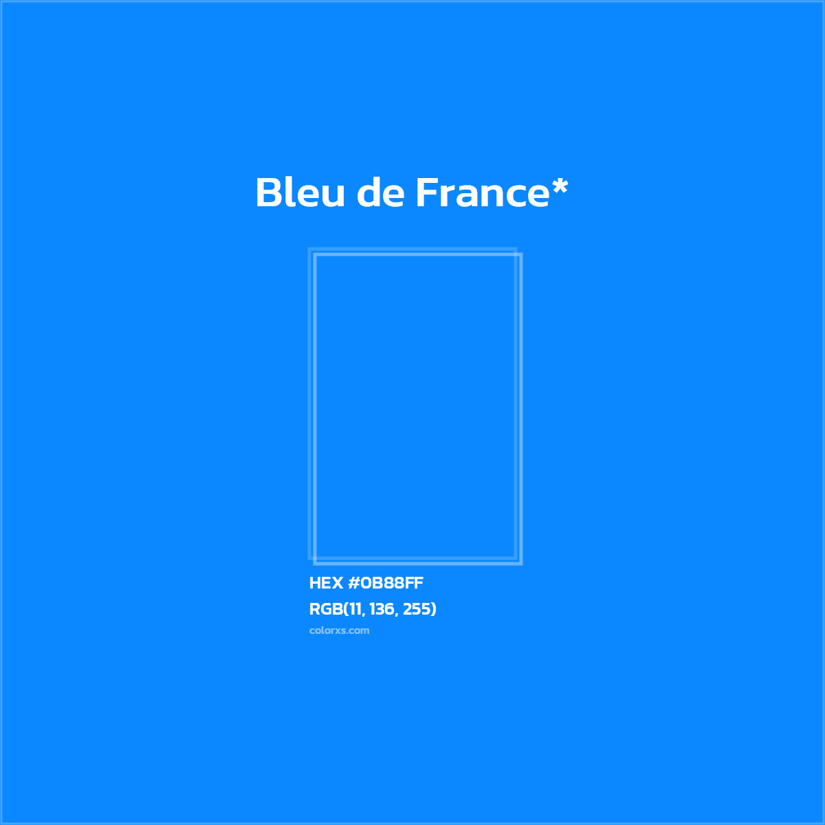 HEX #0B88FF Color Name, Color Code, Palettes, Similar Paints, Images