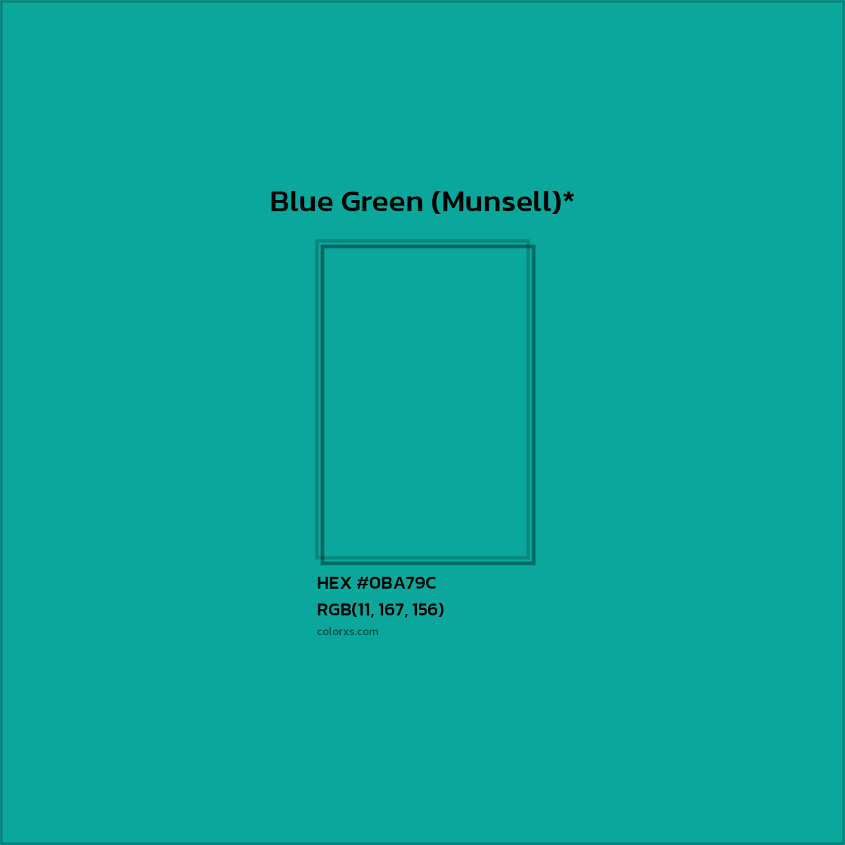 HEX #0BA79C Color Name, Color Code, Palettes, Similar Paints, Images
