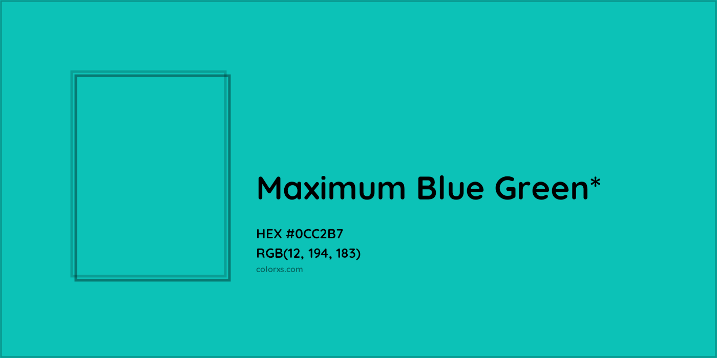HEX #0CC2B7 Color Name, Color Code, Palettes, Similar Paints, Images