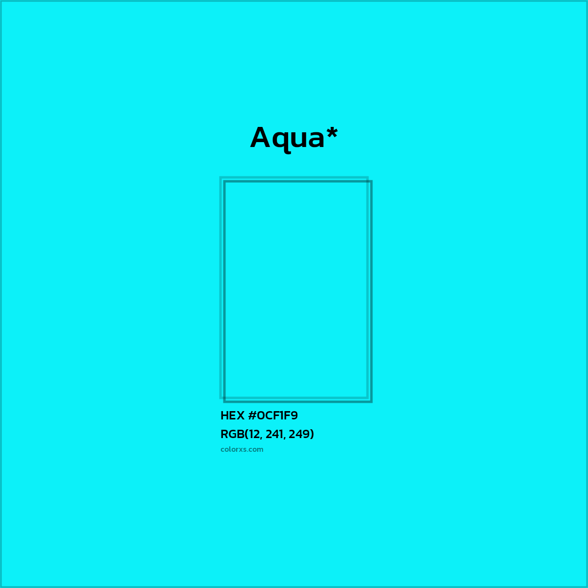 HEX #0CF1F9 Color Name, Color Code, Palettes, Similar Paints, Images