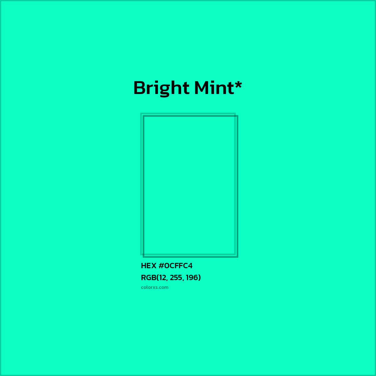 HEX #0CFFC4 Color Name, Color Code, Palettes, Similar Paints, Images