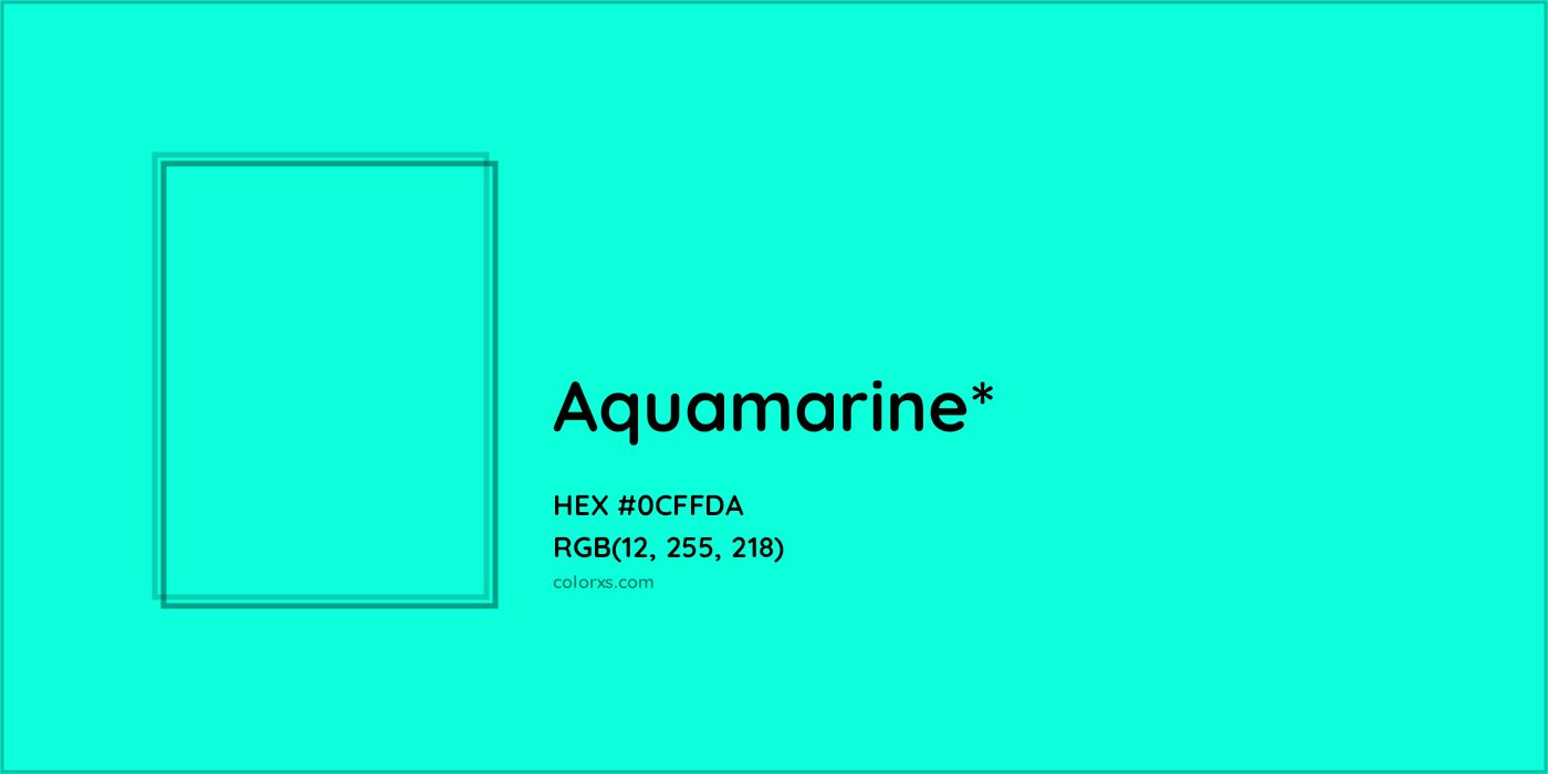 HEX #0CFFDA Color Name, Color Code, Palettes, Similar Paints, Images