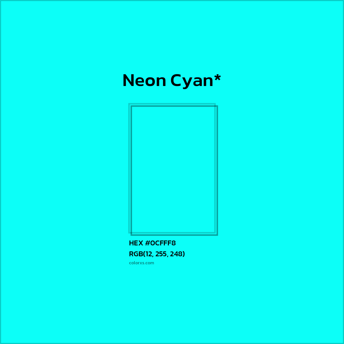 HEX #0CFFF8 Color Name, Color Code, Palettes, Similar Paints, Images