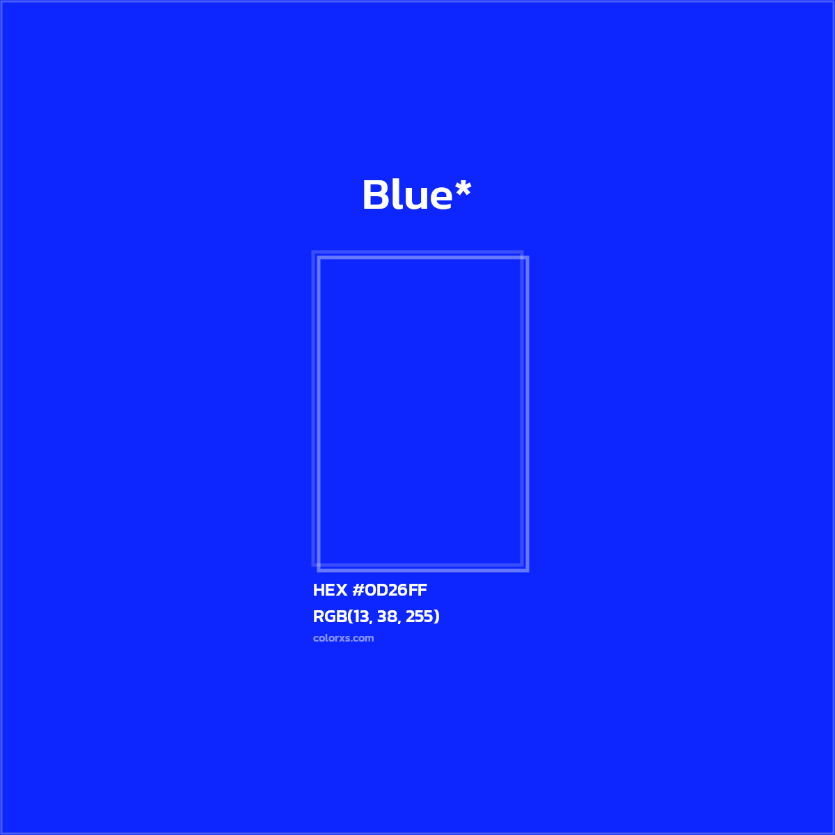 HEX #0D26FF Color Name, Color Code, Palettes, Similar Paints, Images