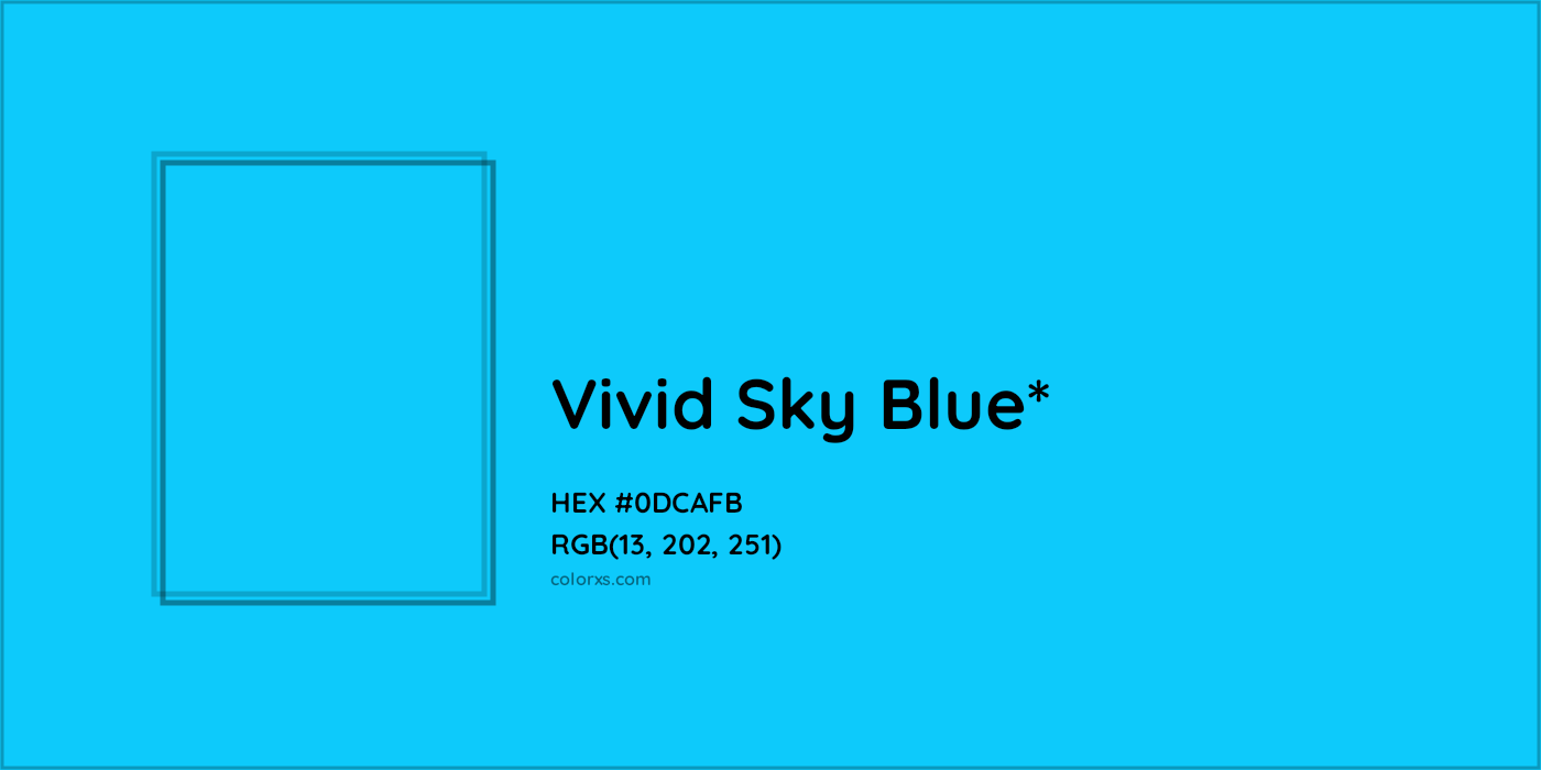 HEX #0DCAFB Color Name, Color Code, Palettes, Similar Paints, Images