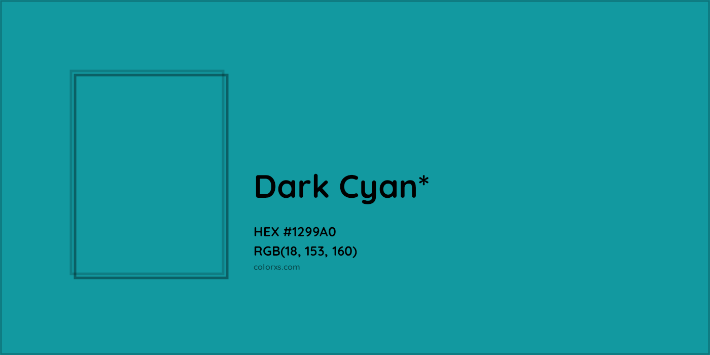 HEX #1299A0 Color Name, Color Code, Palettes, Similar Paints, Images