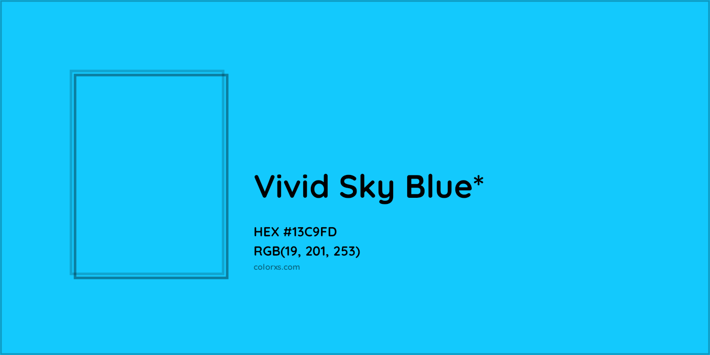 HEX #13C9FD Color Name, Color Code, Palettes, Similar Paints, Images