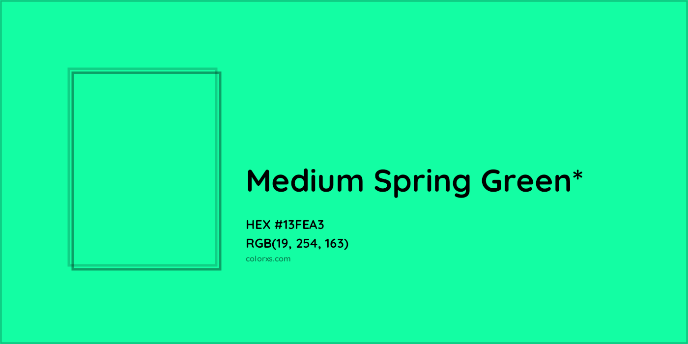HEX #13FEA3 Color Name, Color Code, Palettes, Similar Paints, Images