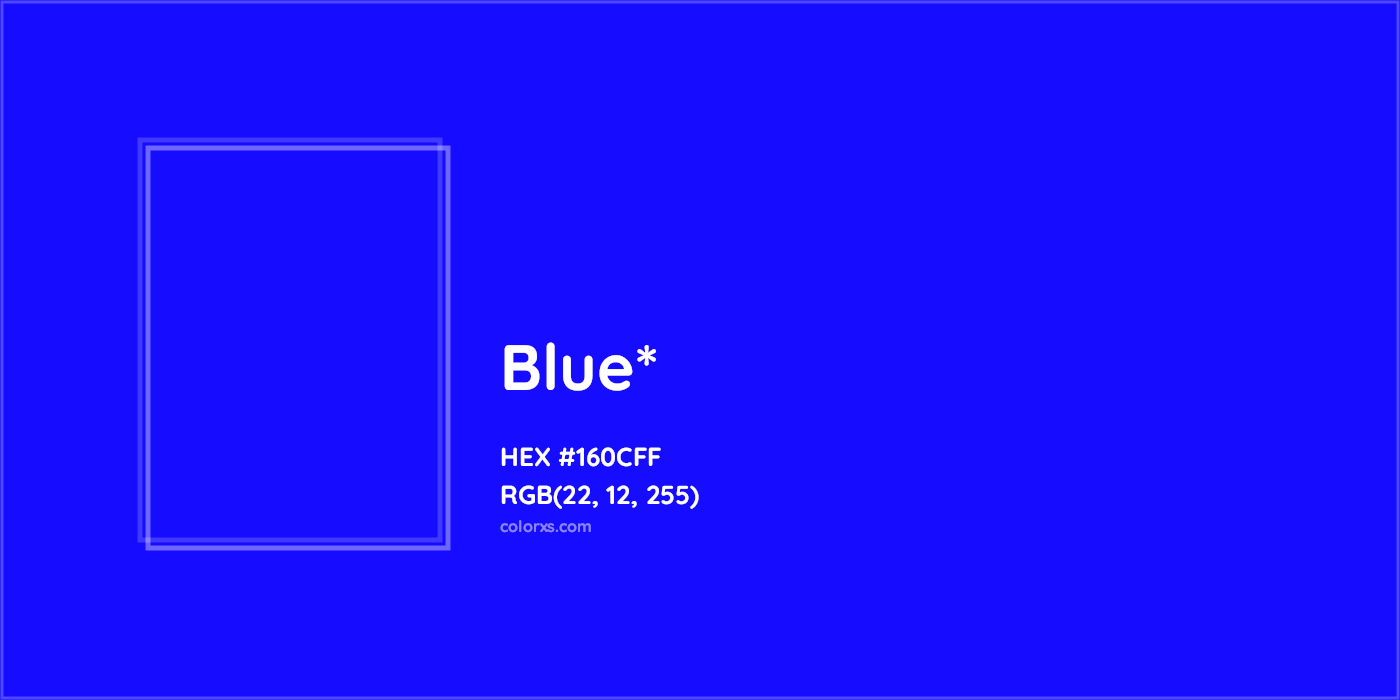 HEX #160CFF Color Name, Color Code, Palettes, Similar Paints, Images