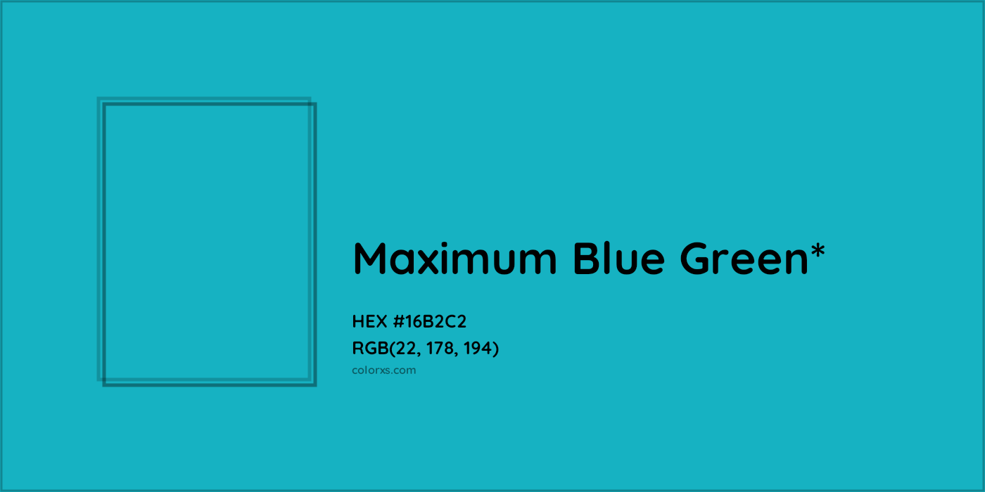HEX #16B2C2 Color Name, Color Code, Palettes, Similar Paints, Images