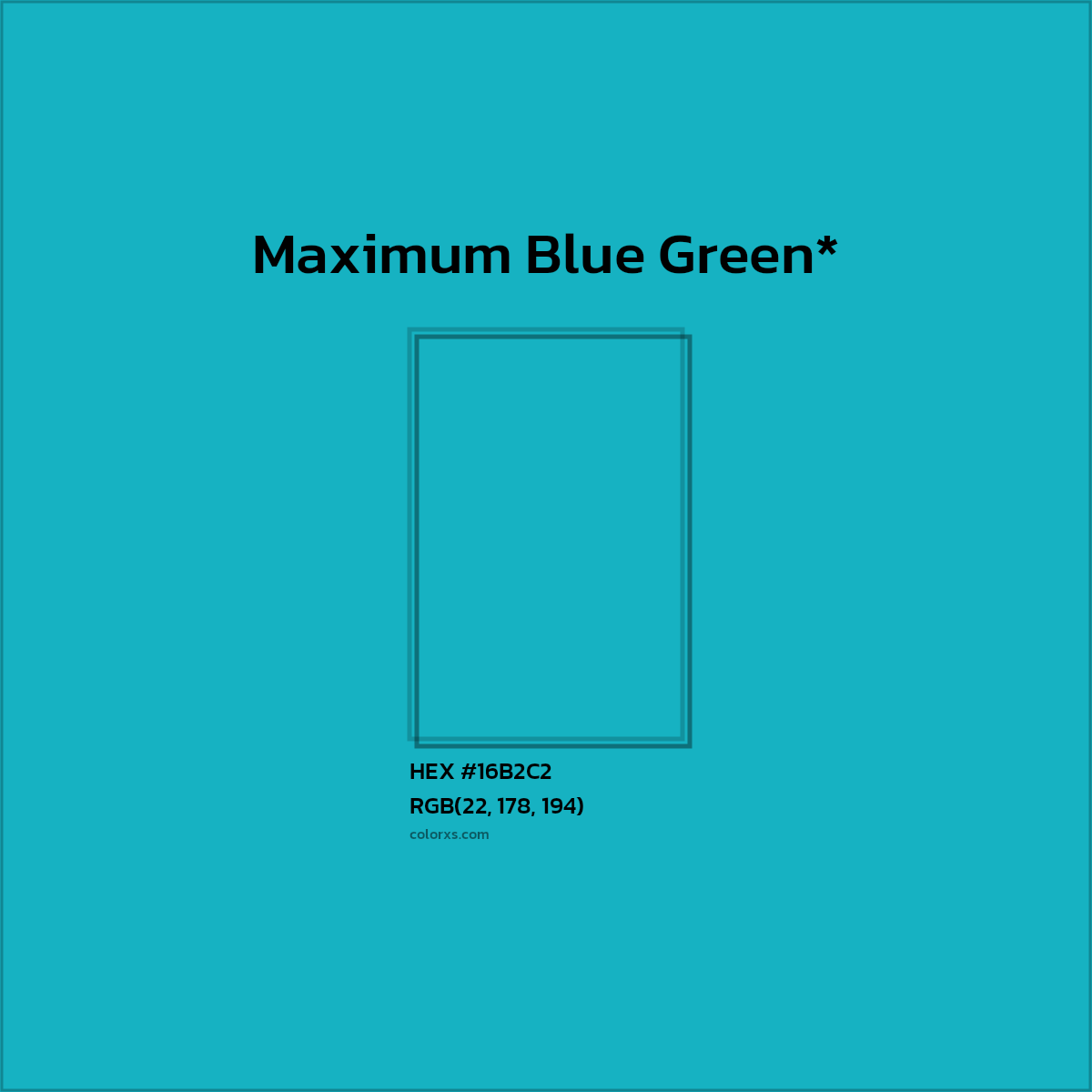 HEX #16B2C2 Color Name, Color Code, Palettes, Similar Paints, Images