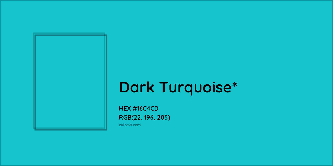 HEX #16C4CD Color Name, Color Code, Palettes, Similar Paints, Images