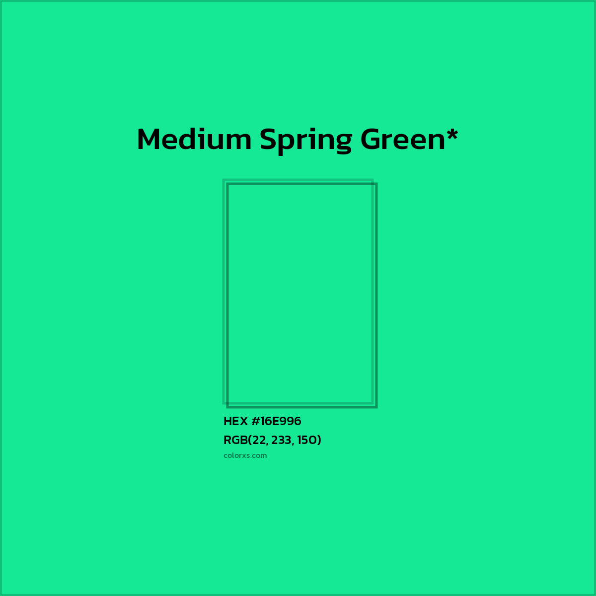 HEX #16E996 Color Name, Color Code, Palettes, Similar Paints, Images
