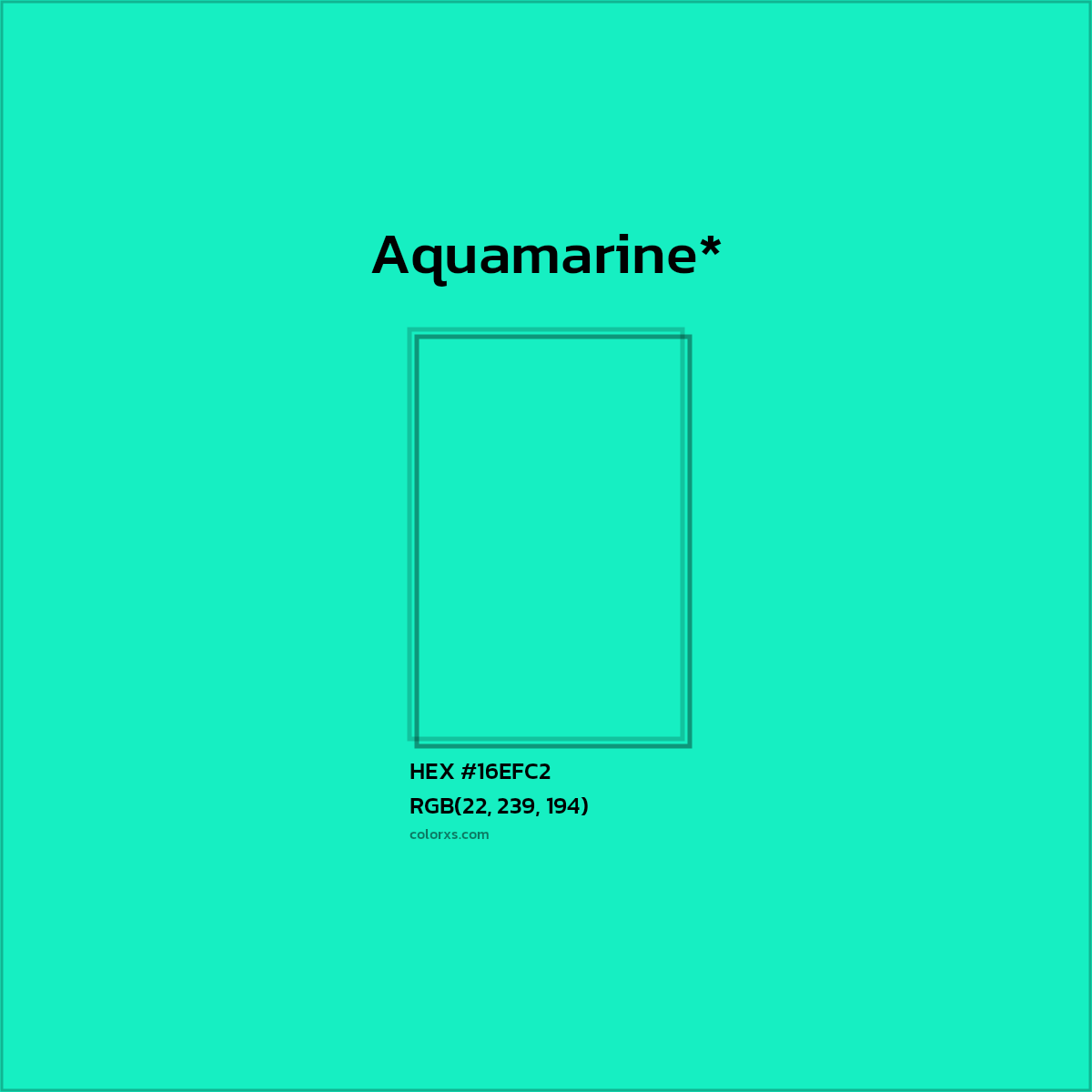 HEX #16EFC2 Color Name, Color Code, Palettes, Similar Paints, Images