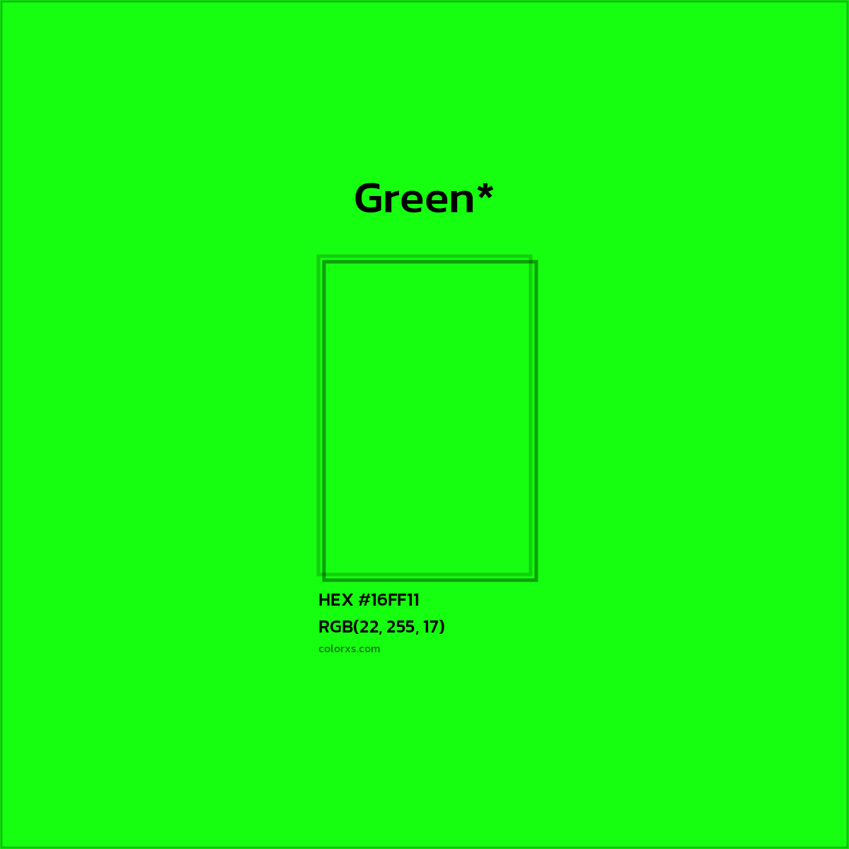 HEX #16FF11 Color Name, Color Code, Palettes, Similar Paints, Images