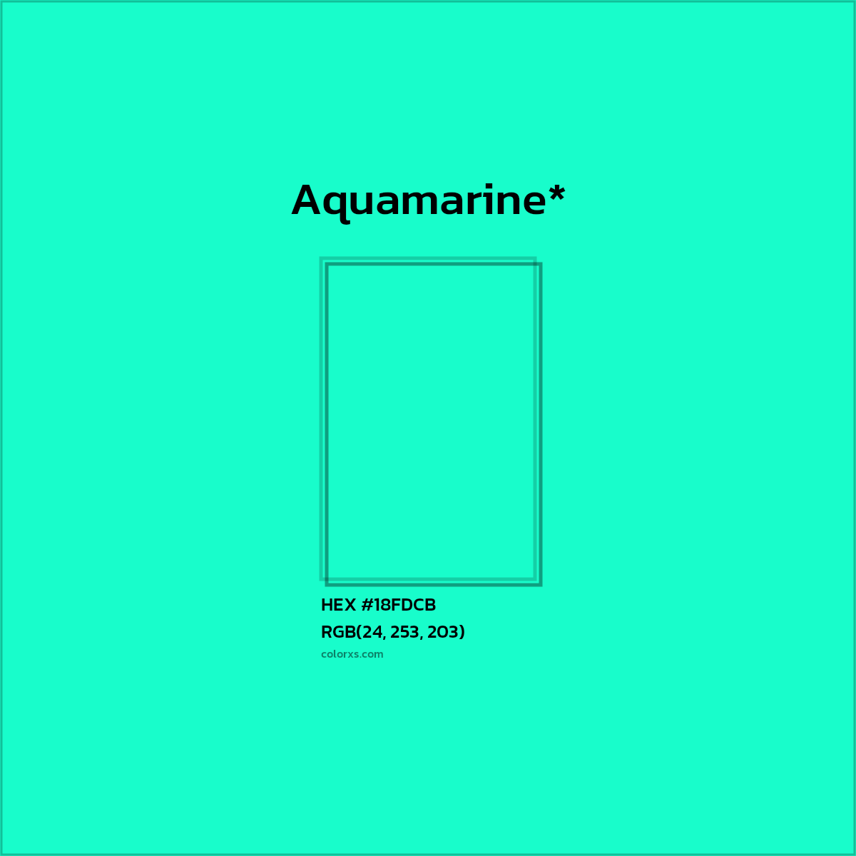 HEX #18FDCB Color Name, Color Code, Palettes, Similar Paints, Images