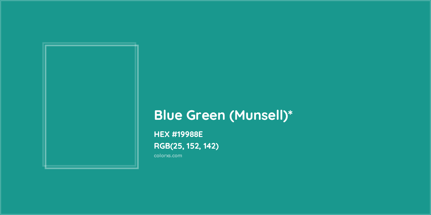 HEX #19988E Color Name, Color Code, Palettes, Similar Paints, Images