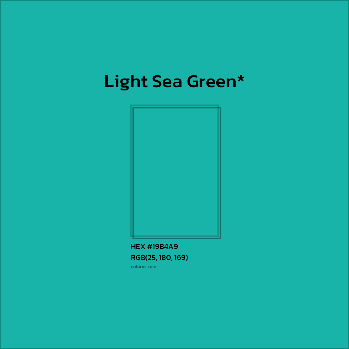 HEX #19B4A9 Color Name, Color Code, Palettes, Similar Paints, Images