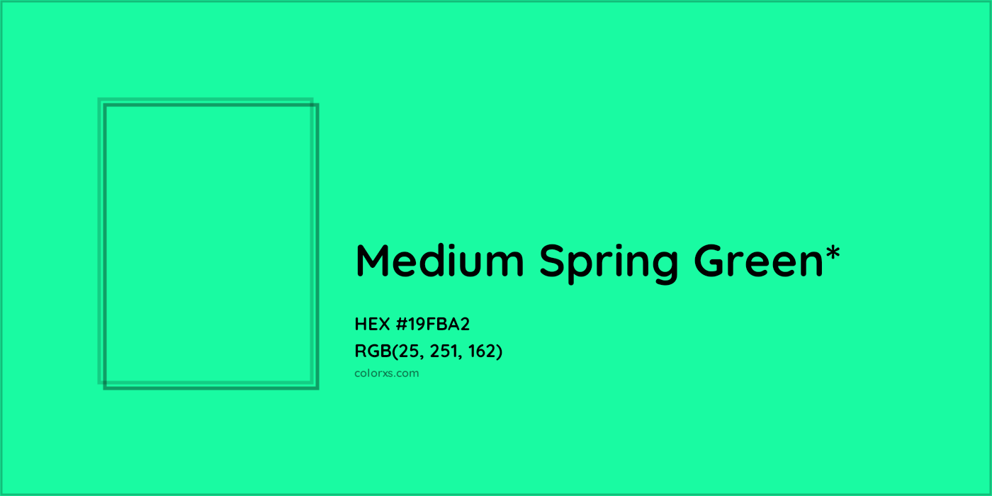 HEX #19FBA2 Color Name, Color Code, Palettes, Similar Paints, Images