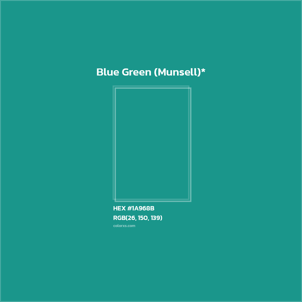 HEX #1A968B Color Name, Color Code, Palettes, Similar Paints, Images