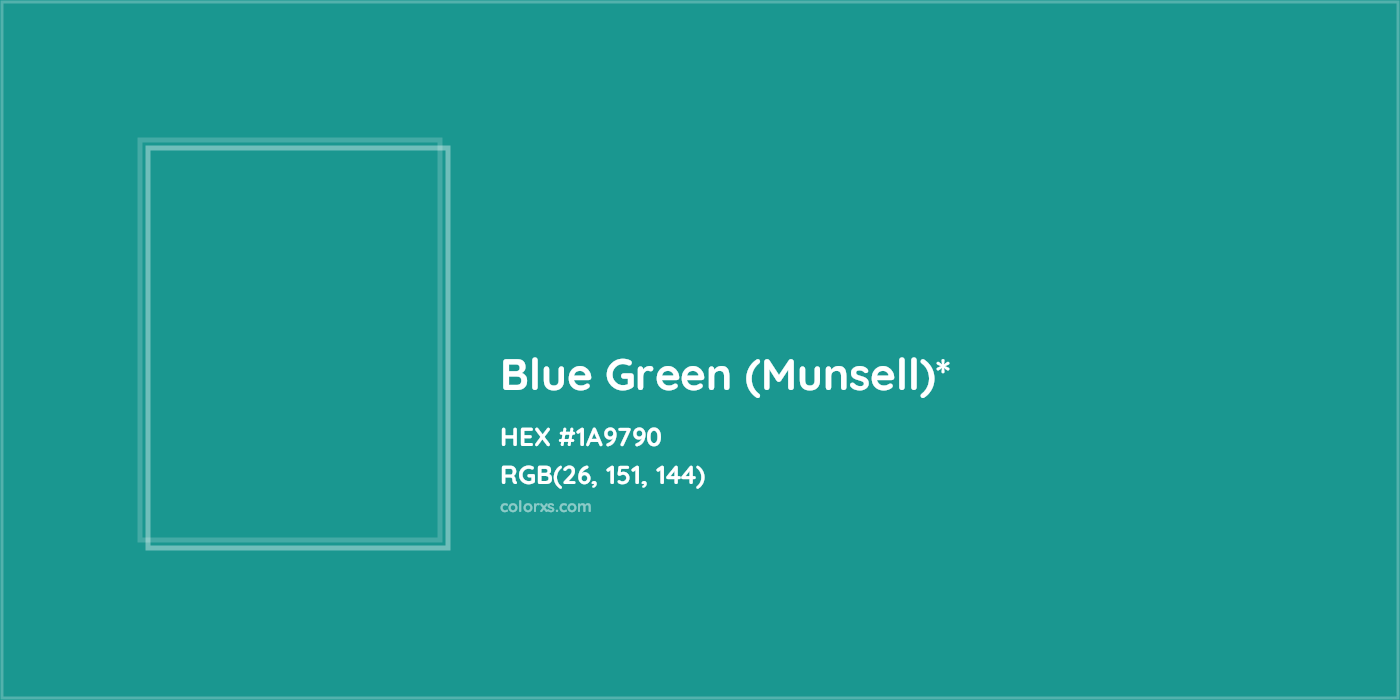 HEX #1A9790 Color Name, Color Code, Palettes, Similar Paints, Images