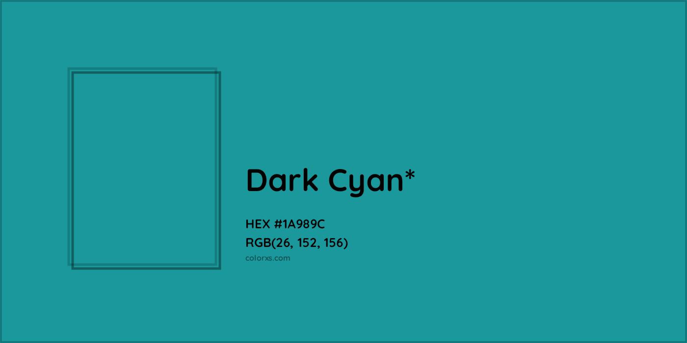 HEX #1A989C Color Name, Color Code, Palettes, Similar Paints, Images