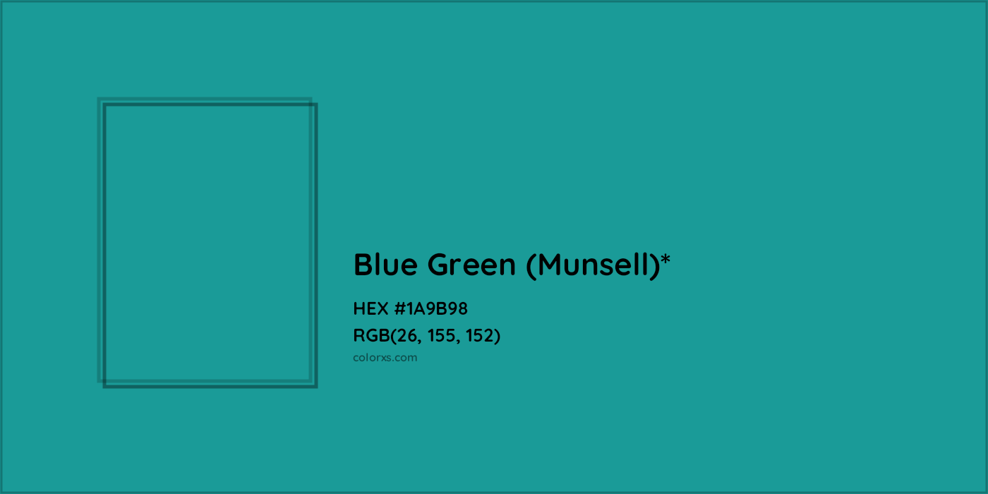 HEX #1A9B98 Color Name, Color Code, Palettes, Similar Paints, Images