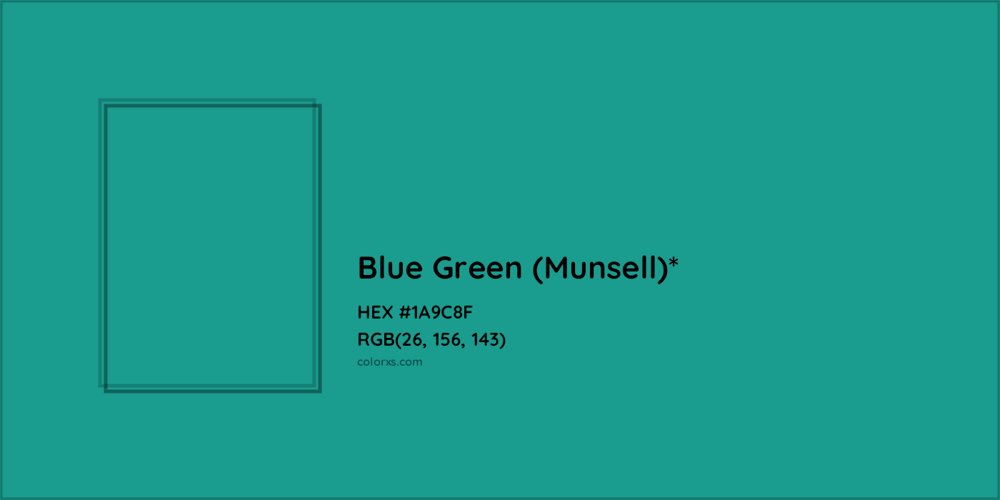 HEX #1A9C8F Color Name, Color Code, Palettes, Similar Paints, Images