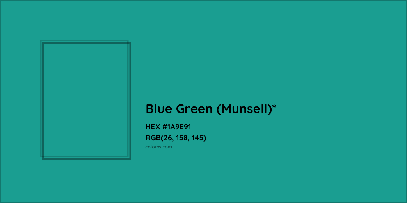 HEX #1A9E91 Color Name, Color Code, Palettes, Similar Paints, Images