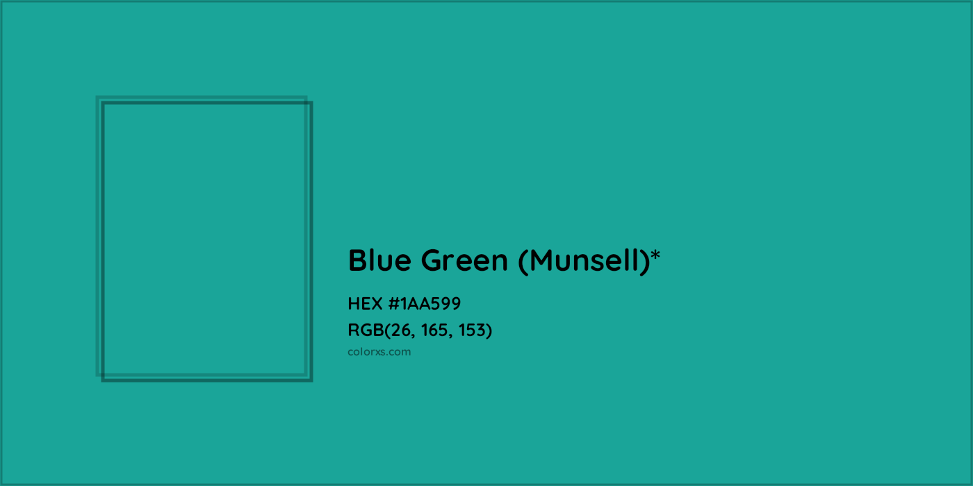 HEX #1AA599 Color Name, Color Code, Palettes, Similar Paints, Images