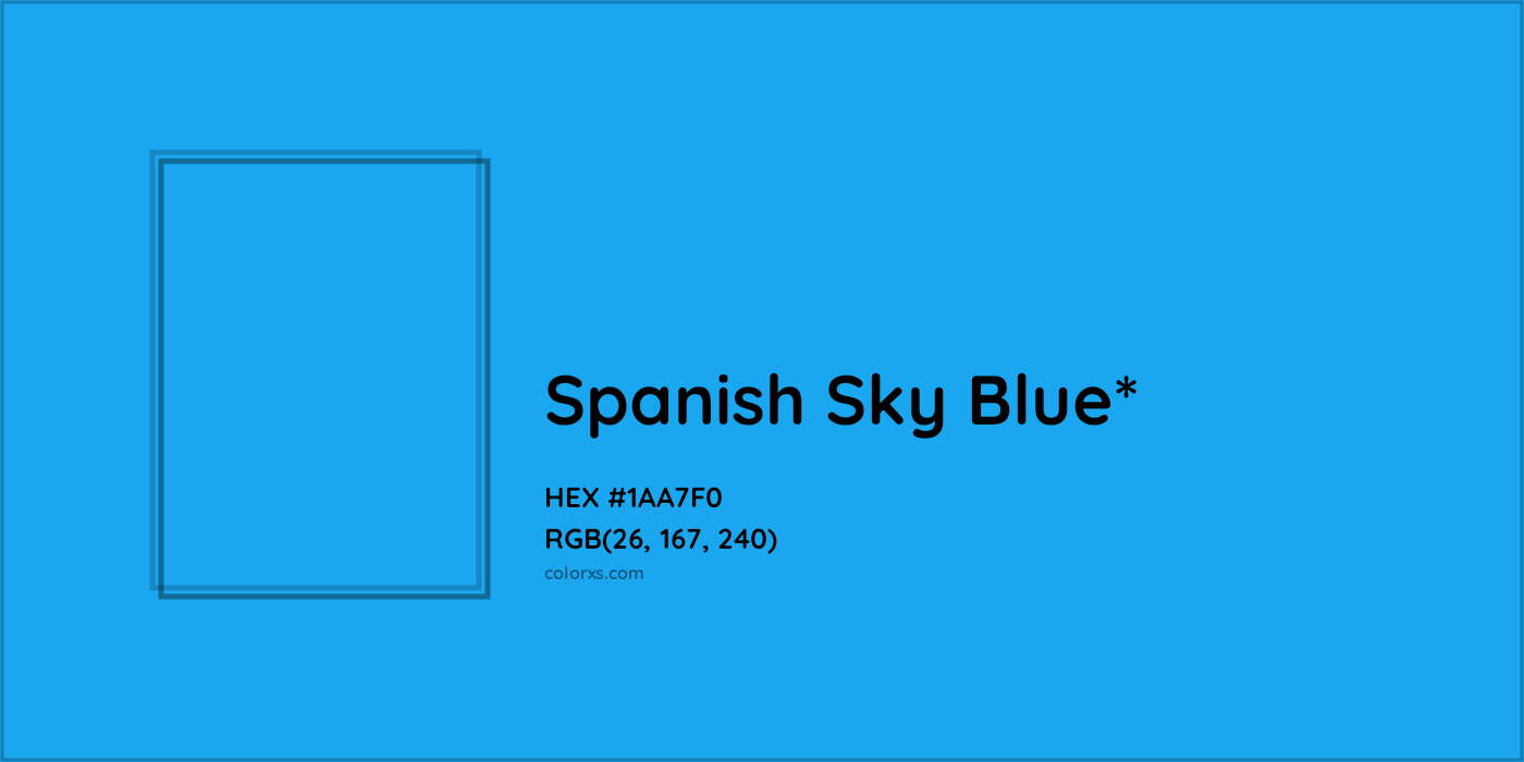 HEX #1AA7F0 Color Name, Color Code, Palettes, Similar Paints, Images