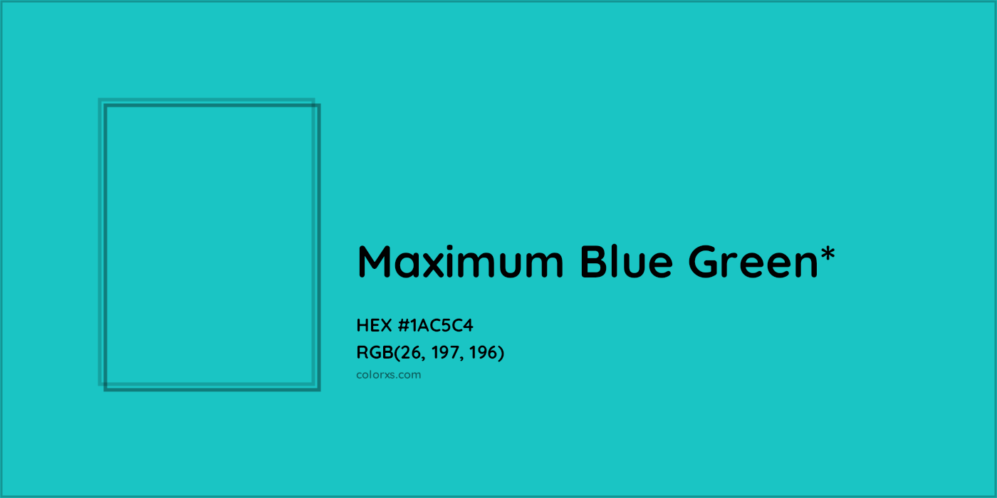 HEX #1AC5C4 Color Name, Color Code, Palettes, Similar Paints, Images