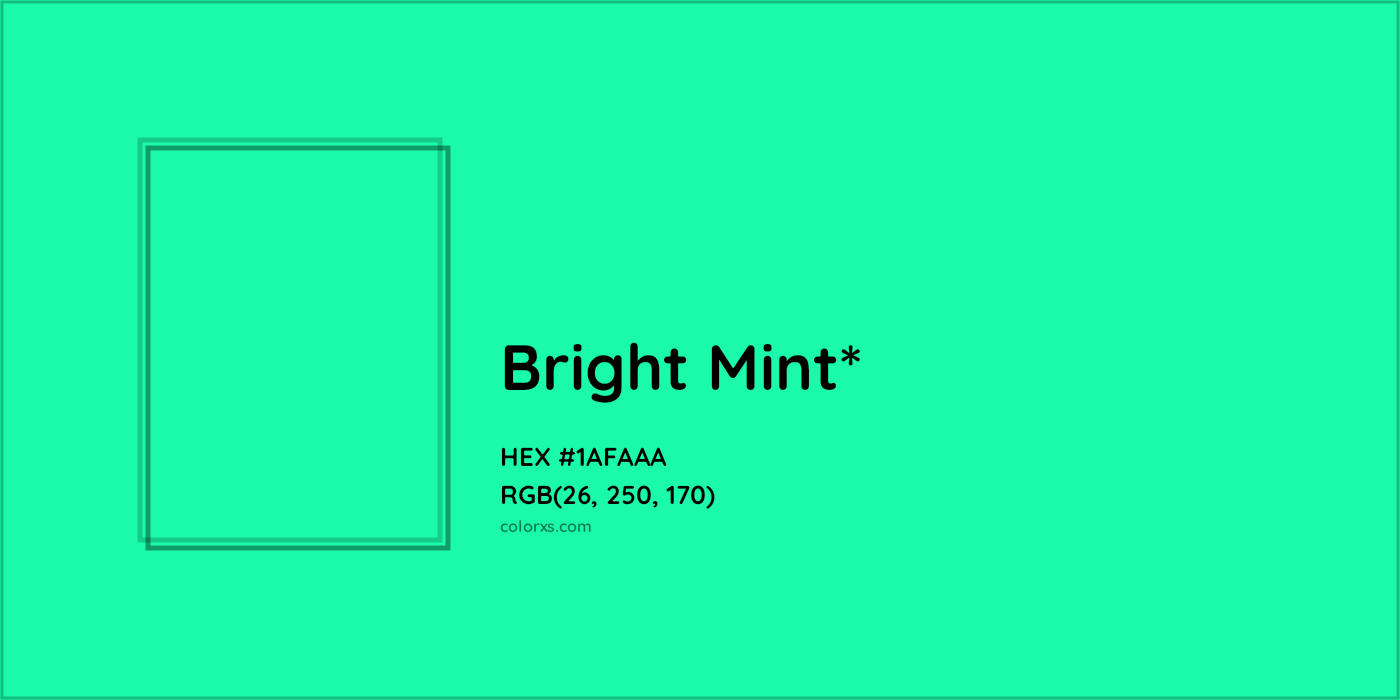 HEX #1AFAAA Color Name, Color Code, Palettes, Similar Paints, Images